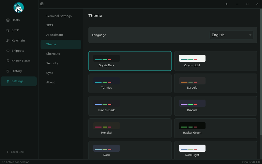 Theme settings with 12 global themes
